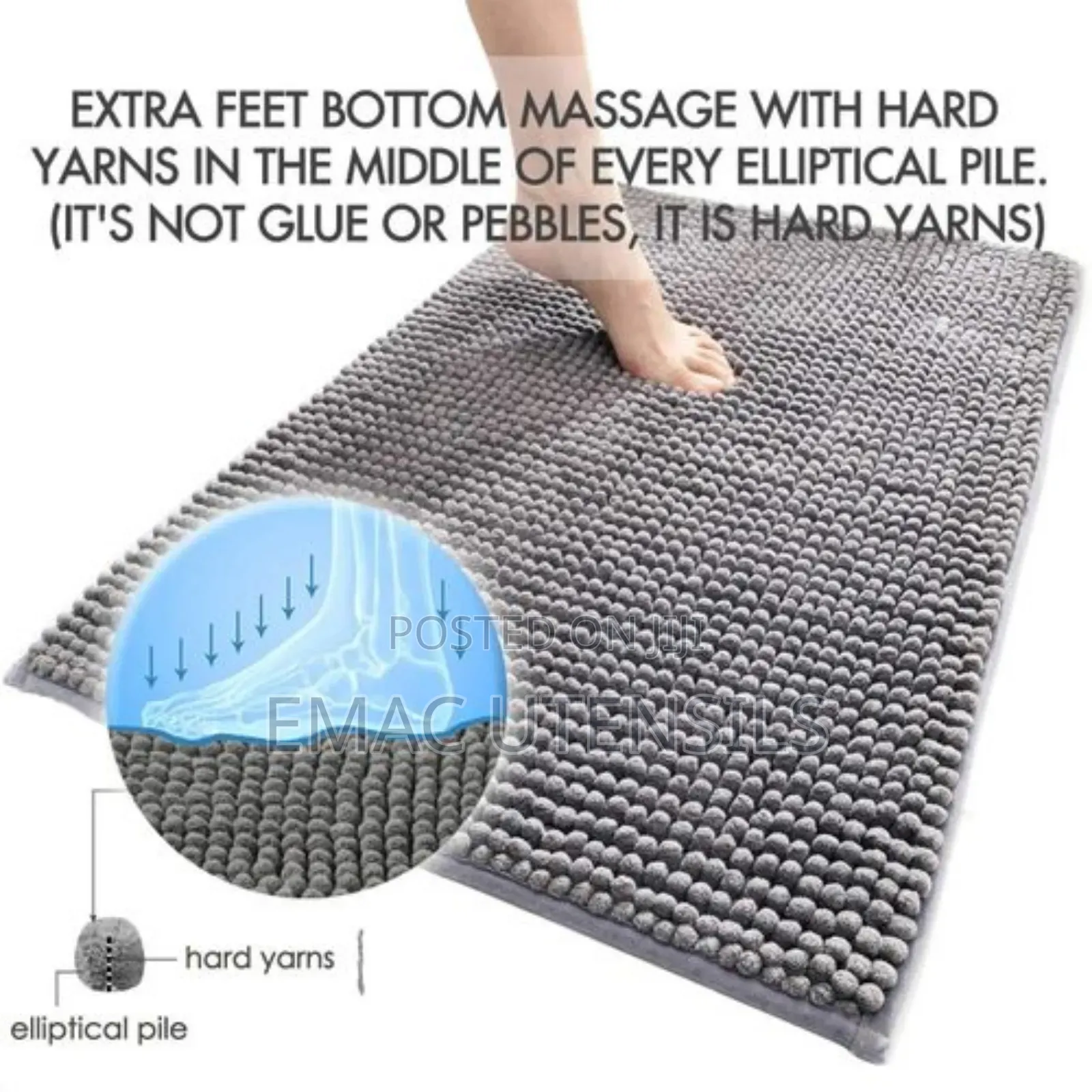 Bathroom Rug Non Slip Chenille Bath Mat , Absorbent