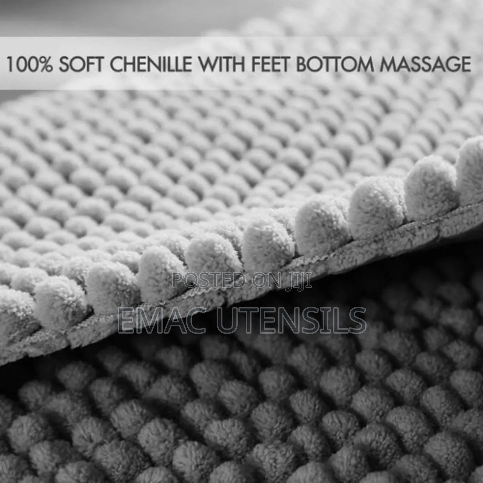 Bathroom Rug Non Slip Chenille Bath Mat , Absorbent