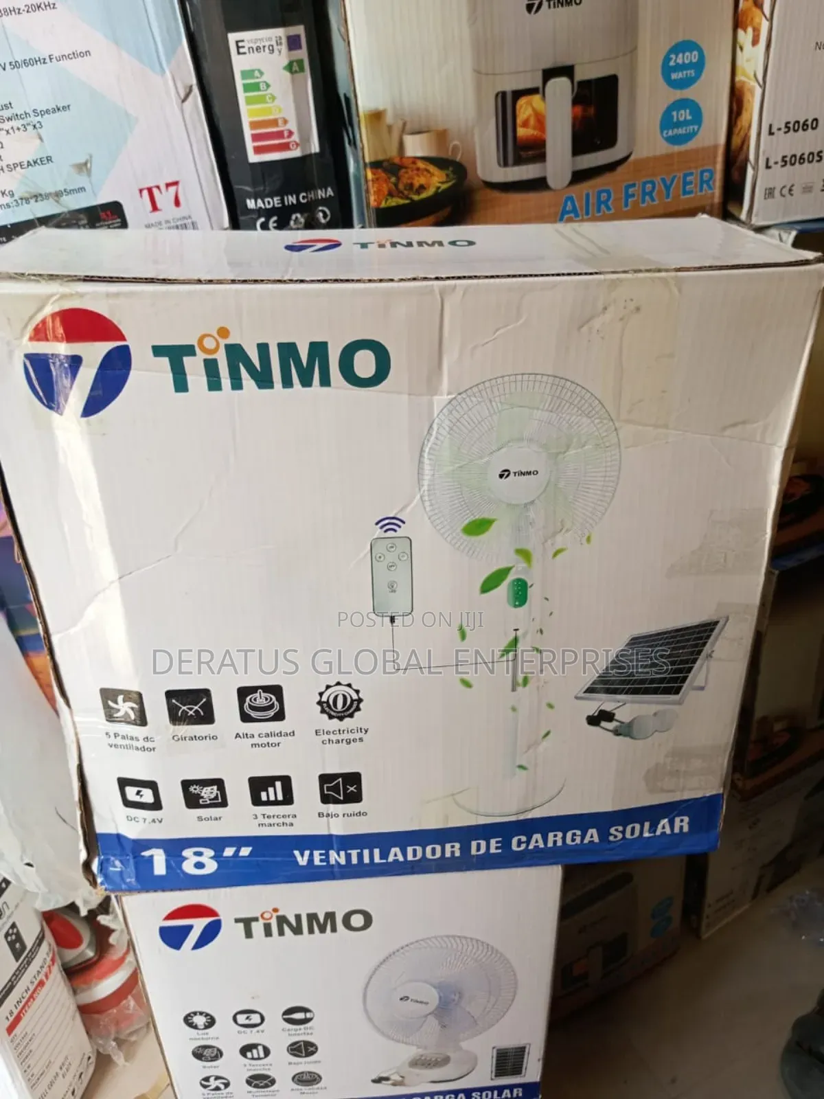 Tinmo Original Rechargeable Fan With Solar Panel and 2 Bulbs