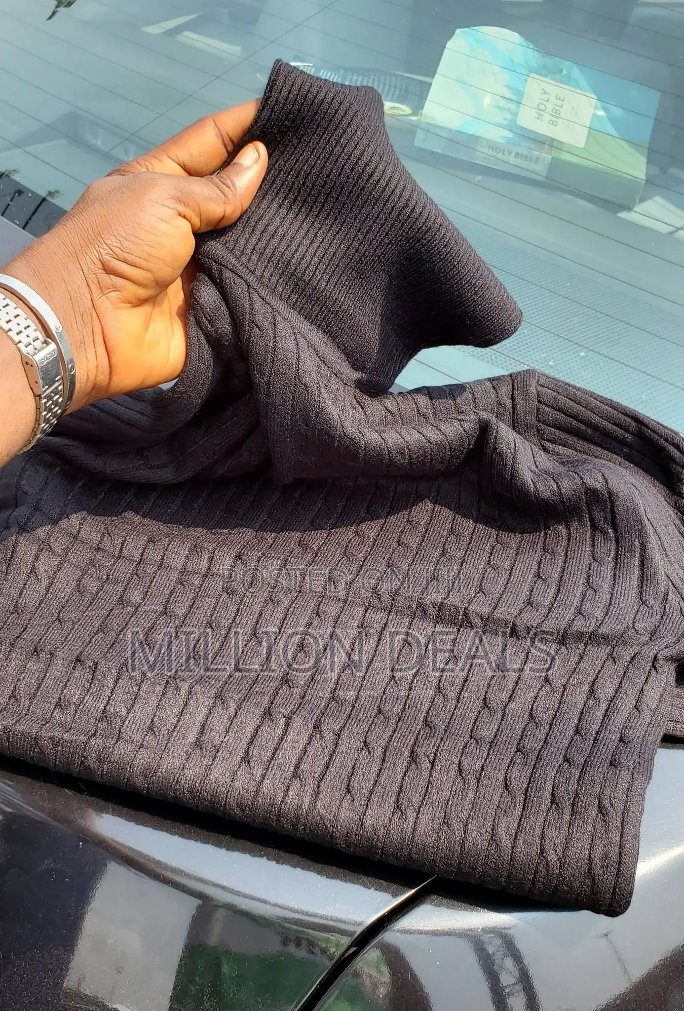 Black Turtle Neck Men's Long Sleeves Sweatshirt