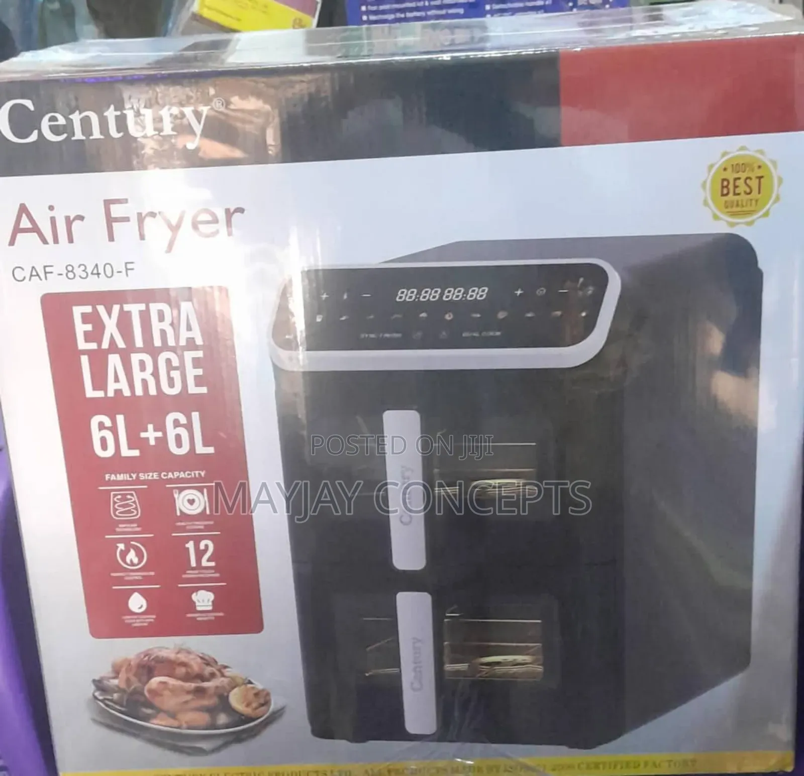 Century 12 Litres Digital Air Fryer-Airfry,Grill,Bake,Roast-Caf-8340-