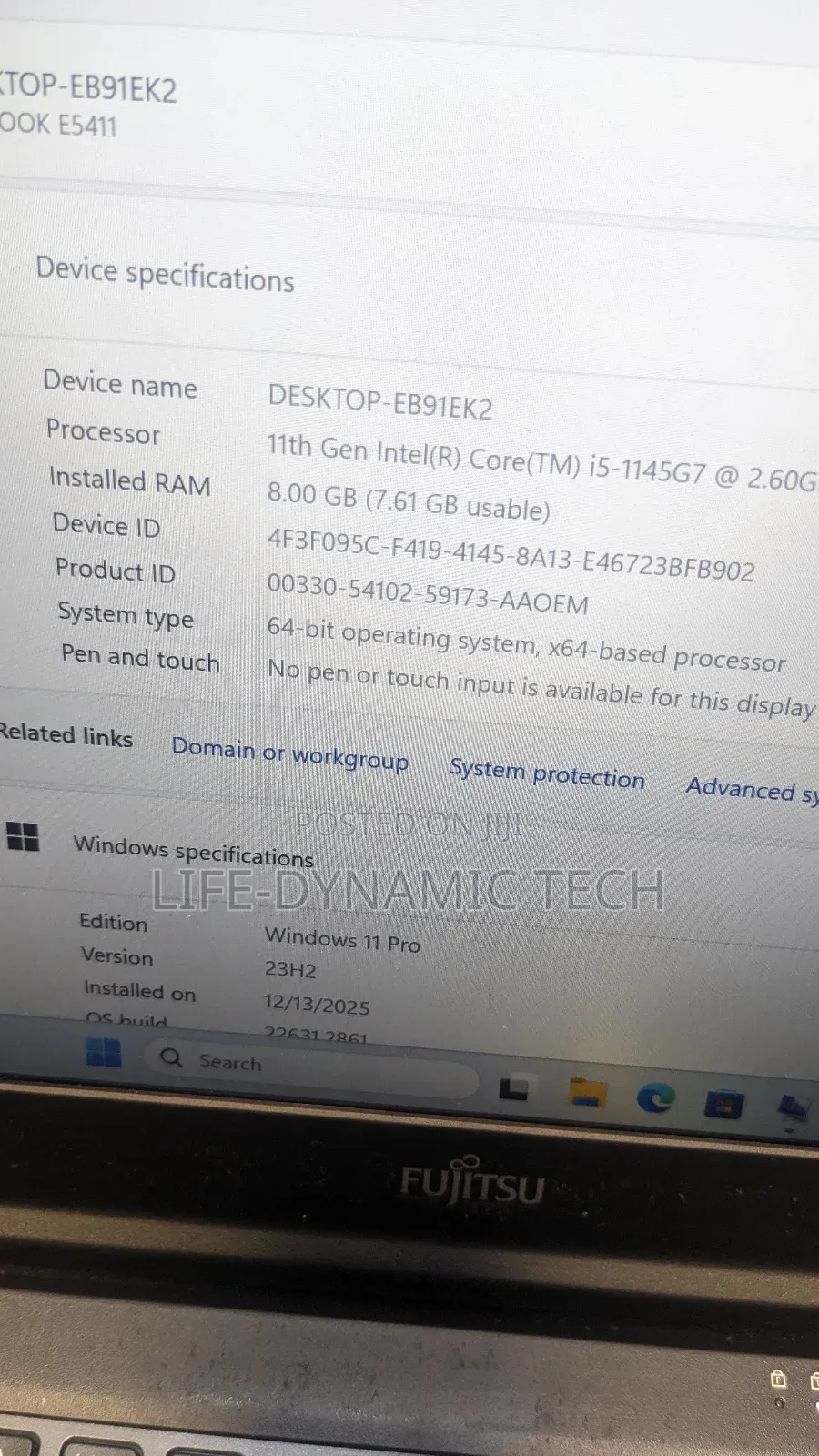 Laptop Fujitsu 8GB Intel Core i5 SSD 256GB