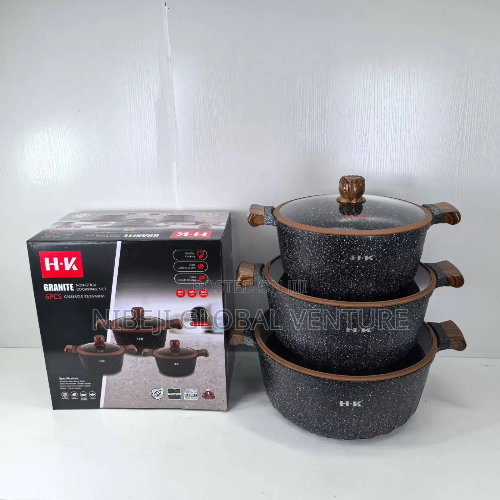 Hk Granite Pot 32,36,40cm Big Set