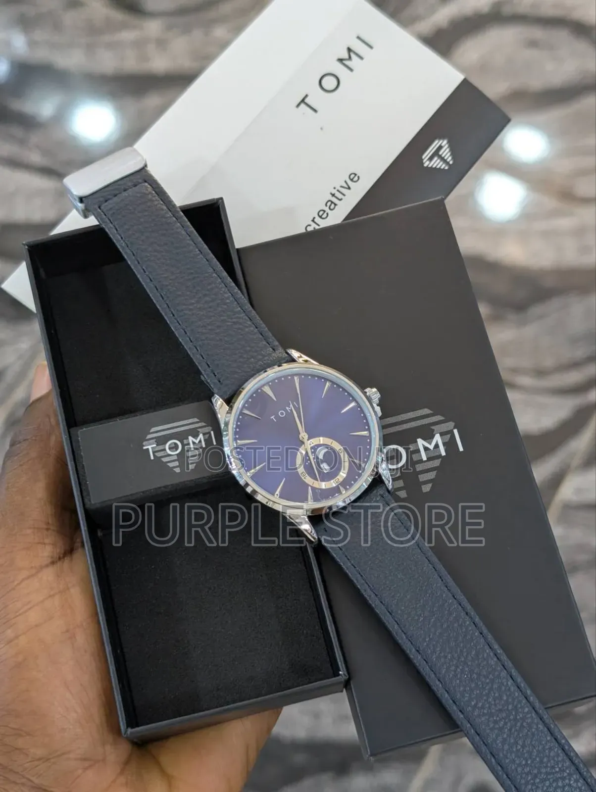 Tomi Leather Water Resistant Watch 