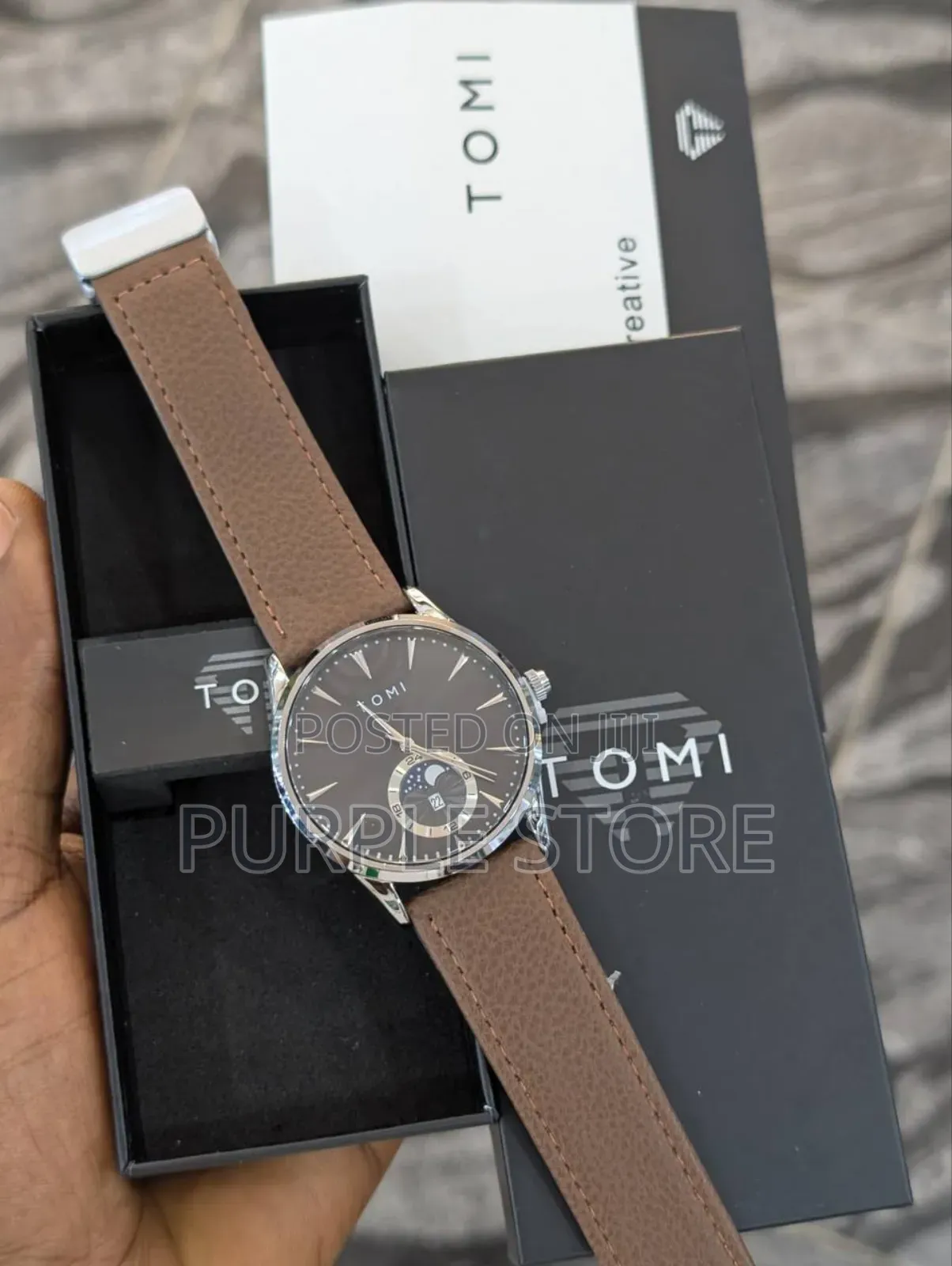 Tomi Leather Water Resistant Watch 