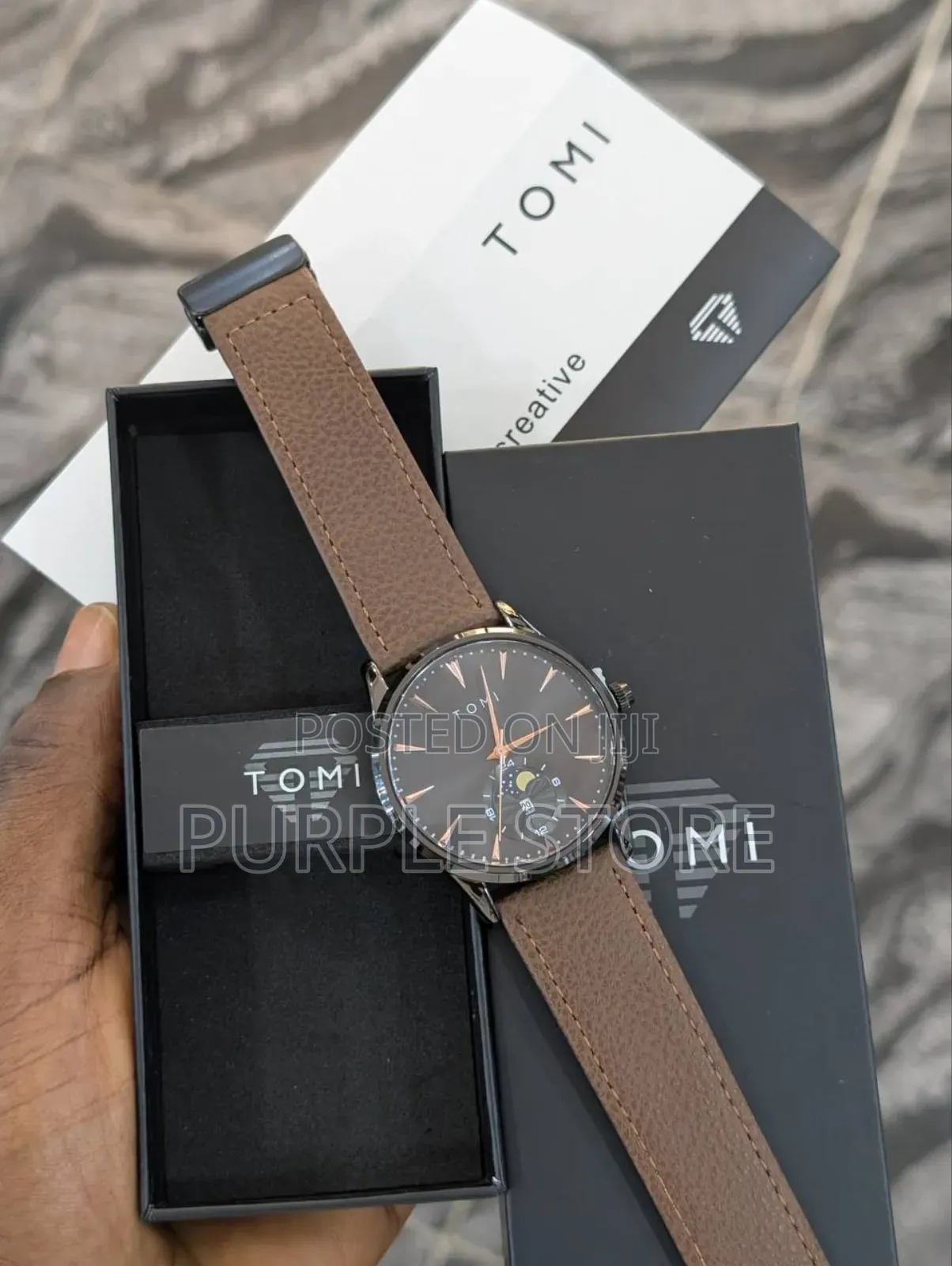 Tomi Leather Water Resistant Watch 