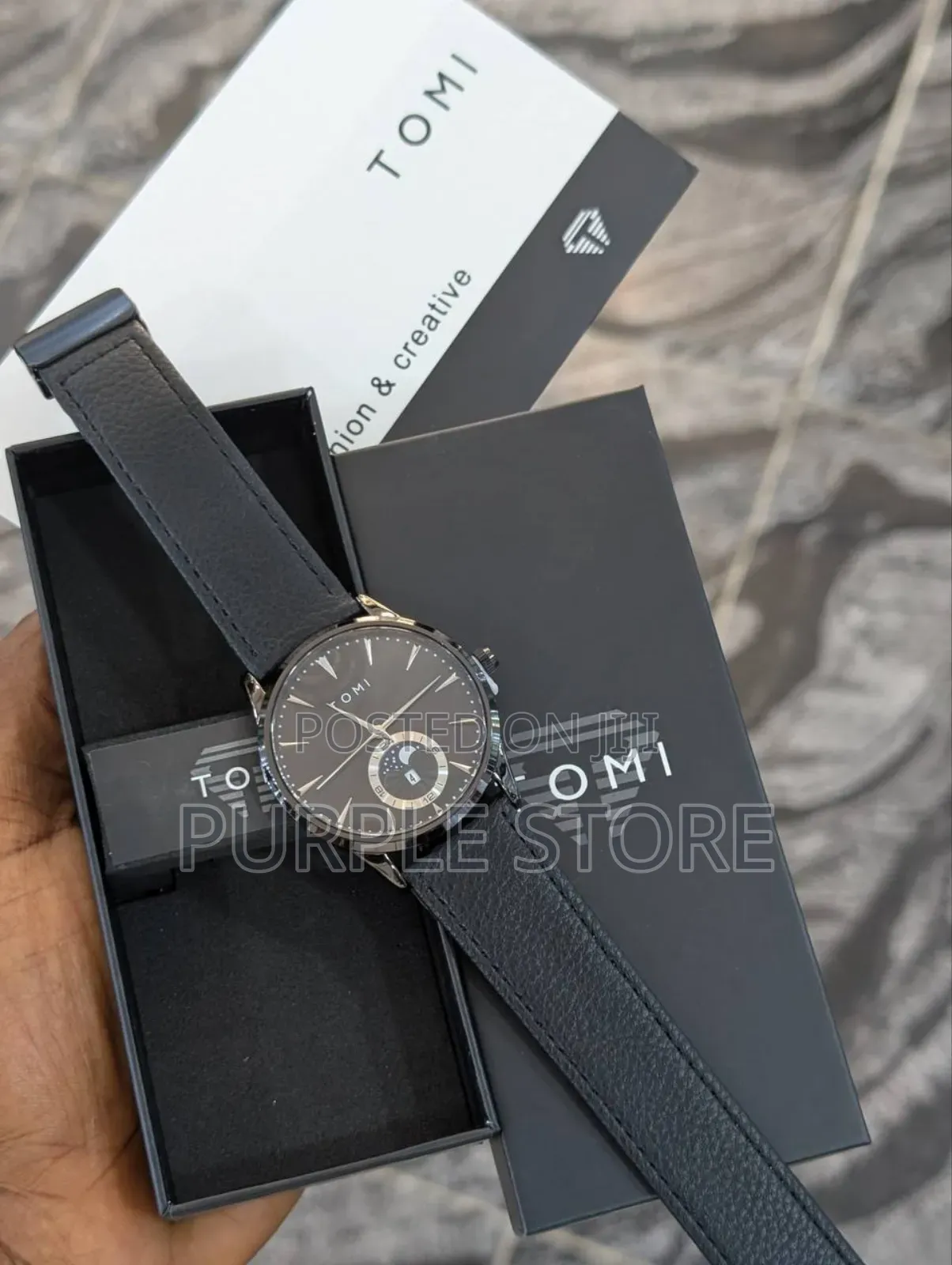 Tomi Leather Water Resistant Watch 