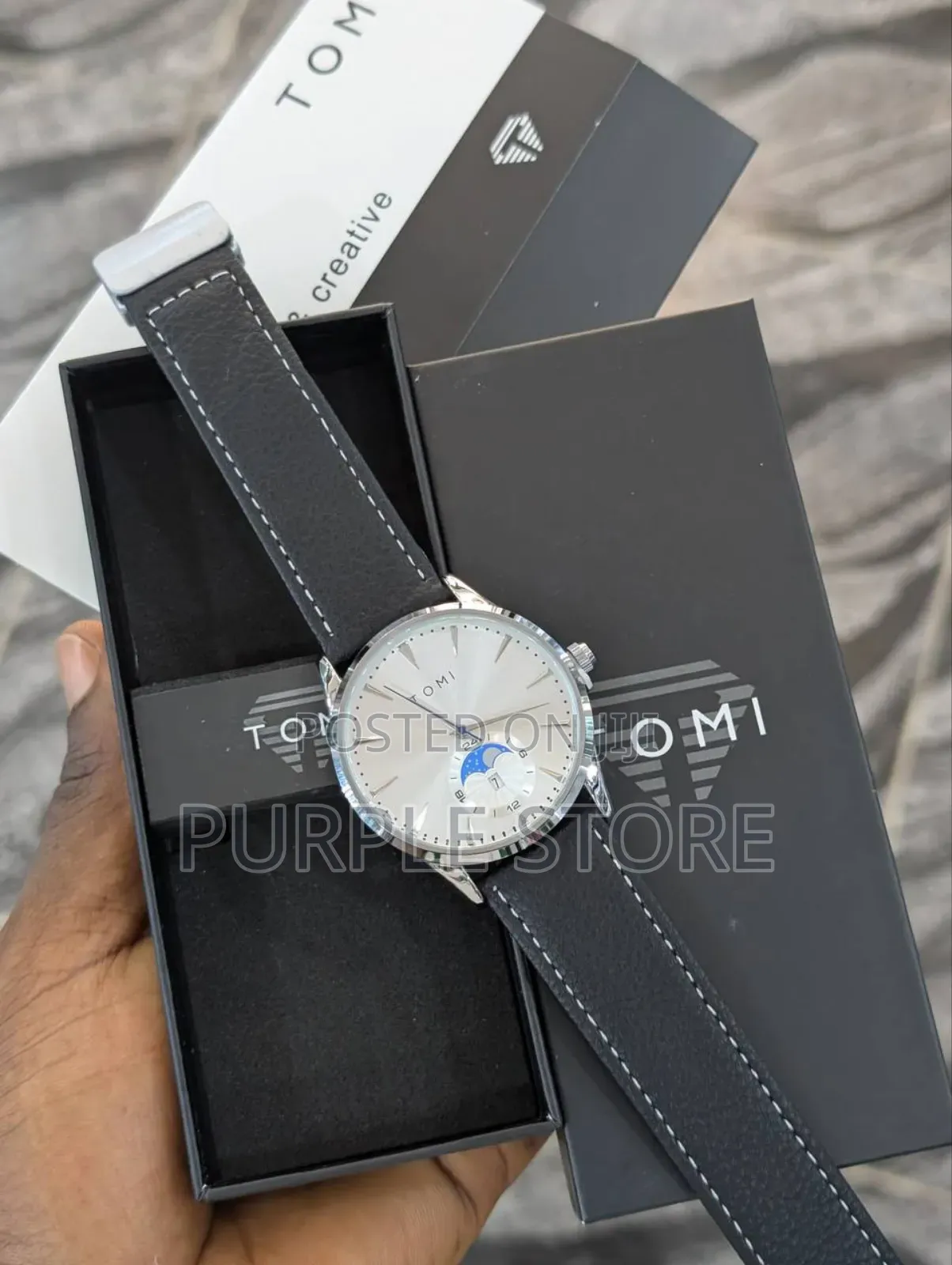 Tomi Leather Water Resistant Watch 