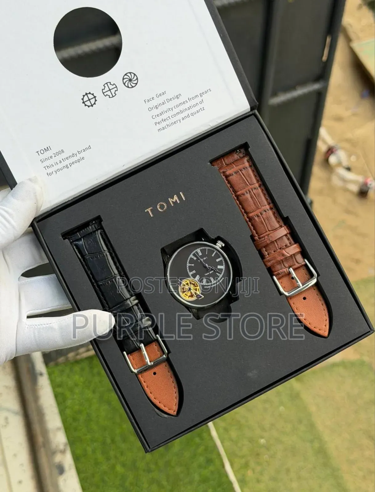 Tomi 2 Straps Leather Wristwatches for Men