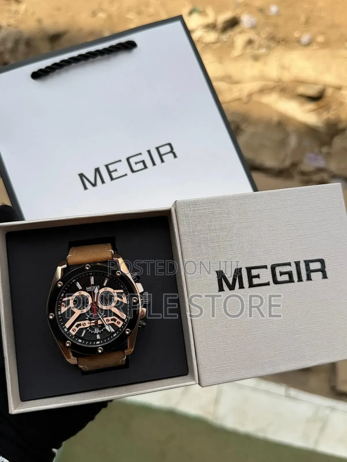 Megir Chronograph Leather. Watches 