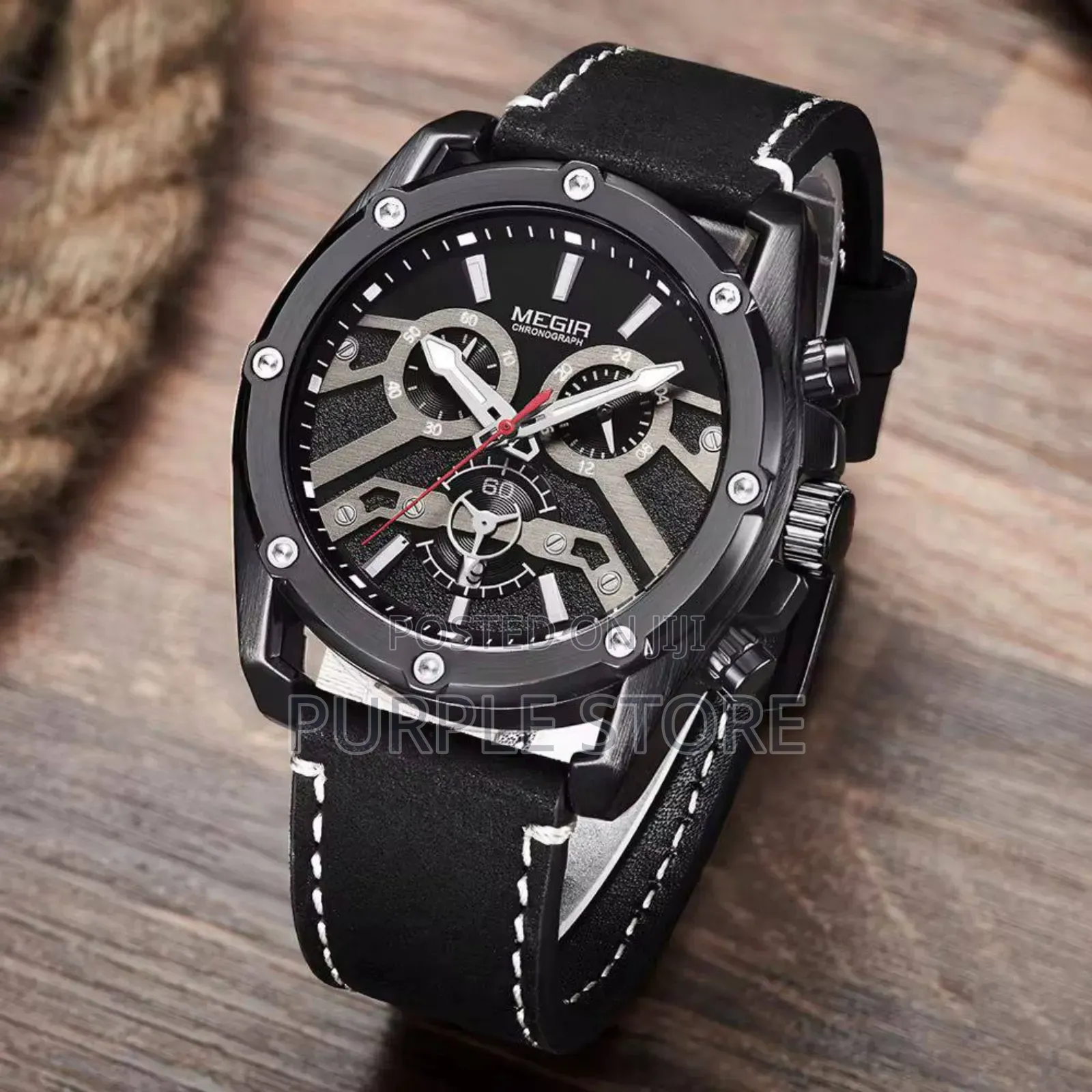Megir Chronograph Leather. Watches 