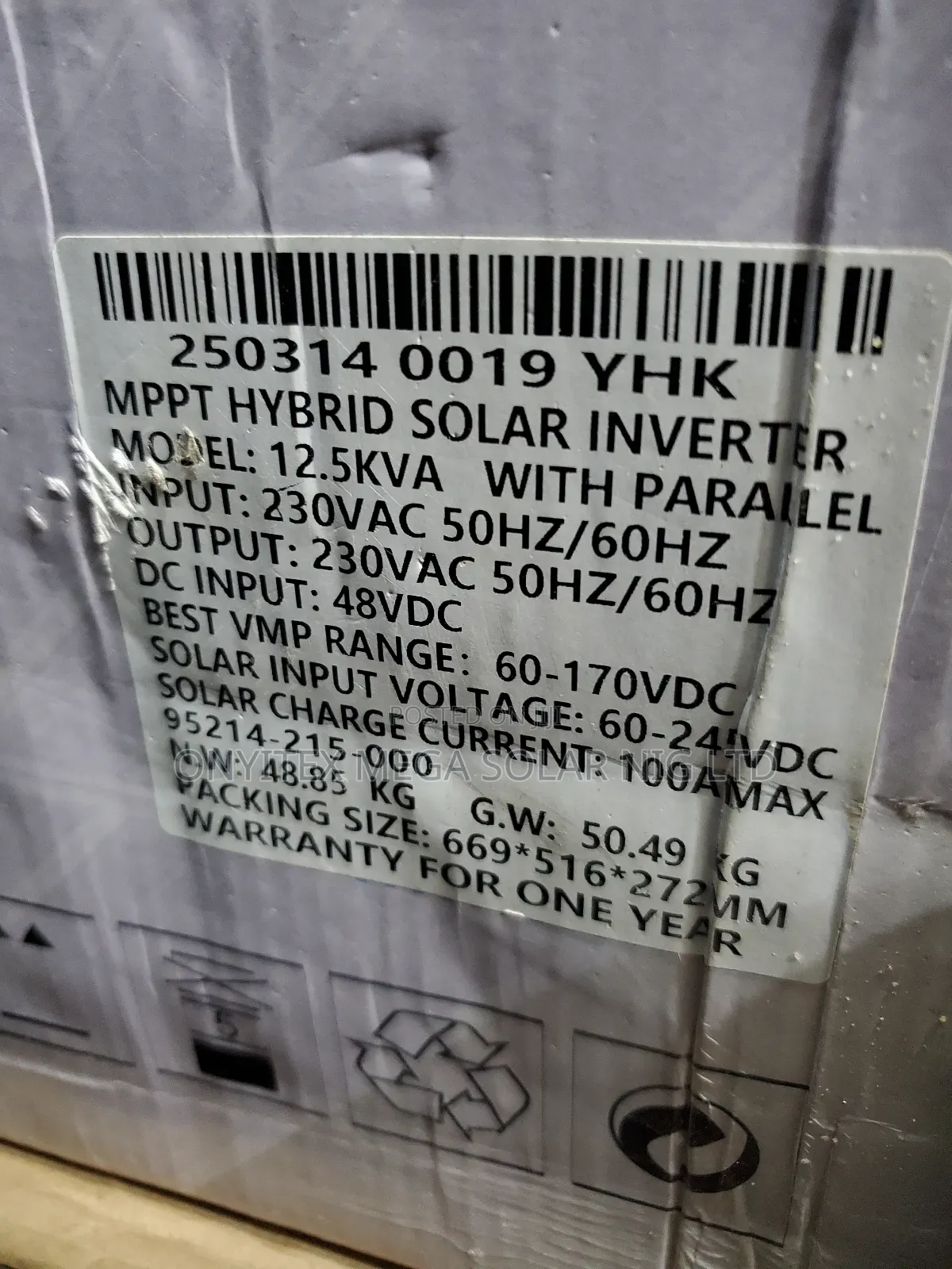 Yohako Hybrid Inverter 12.5kva 48v