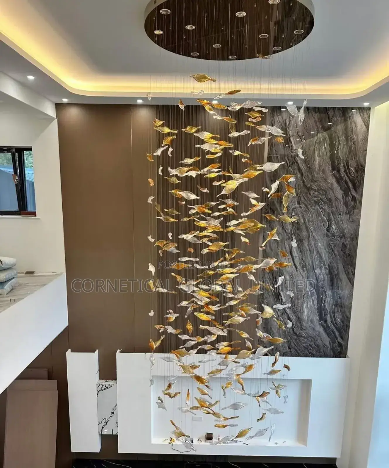 Modern Luxury Maple Leaf Crystal Led Chandelier Light