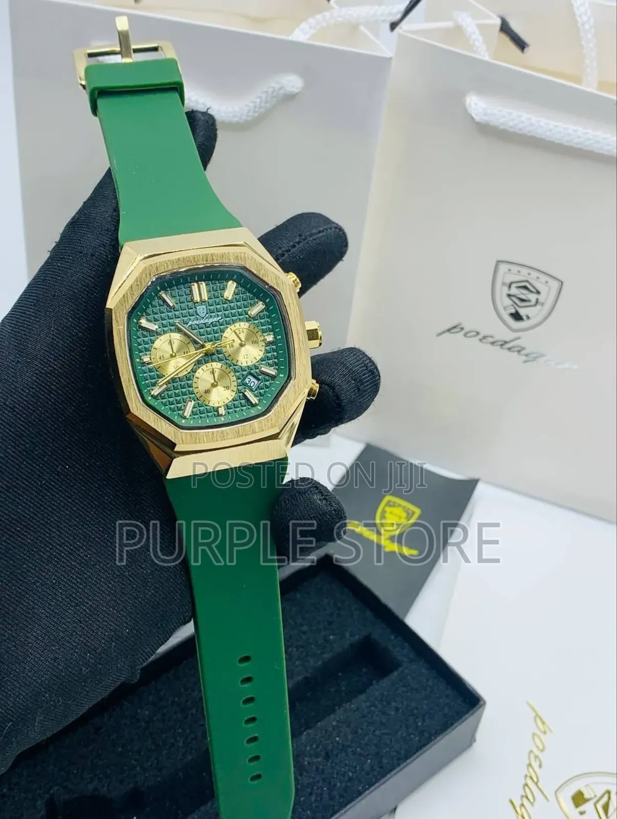 Poedagar Chronograph Rubber Strap Watch