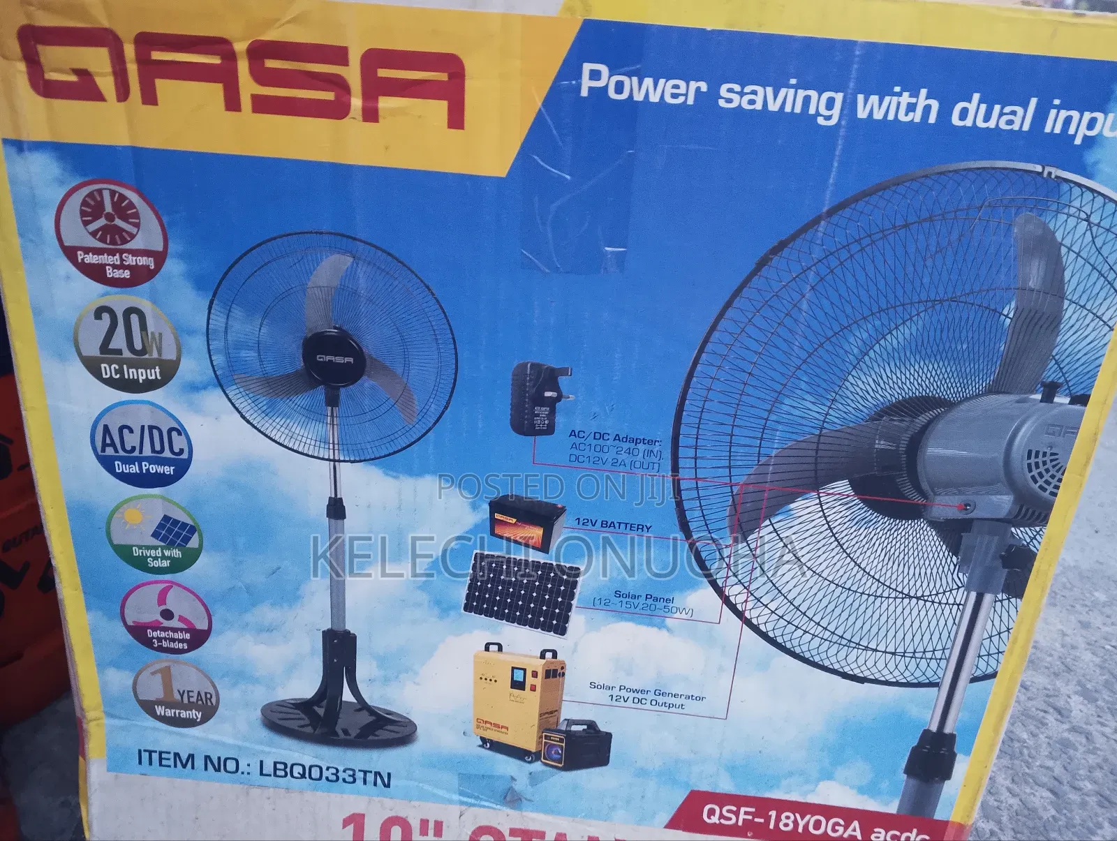 Qasa Solar Dc Fan 18inch 20 Watts