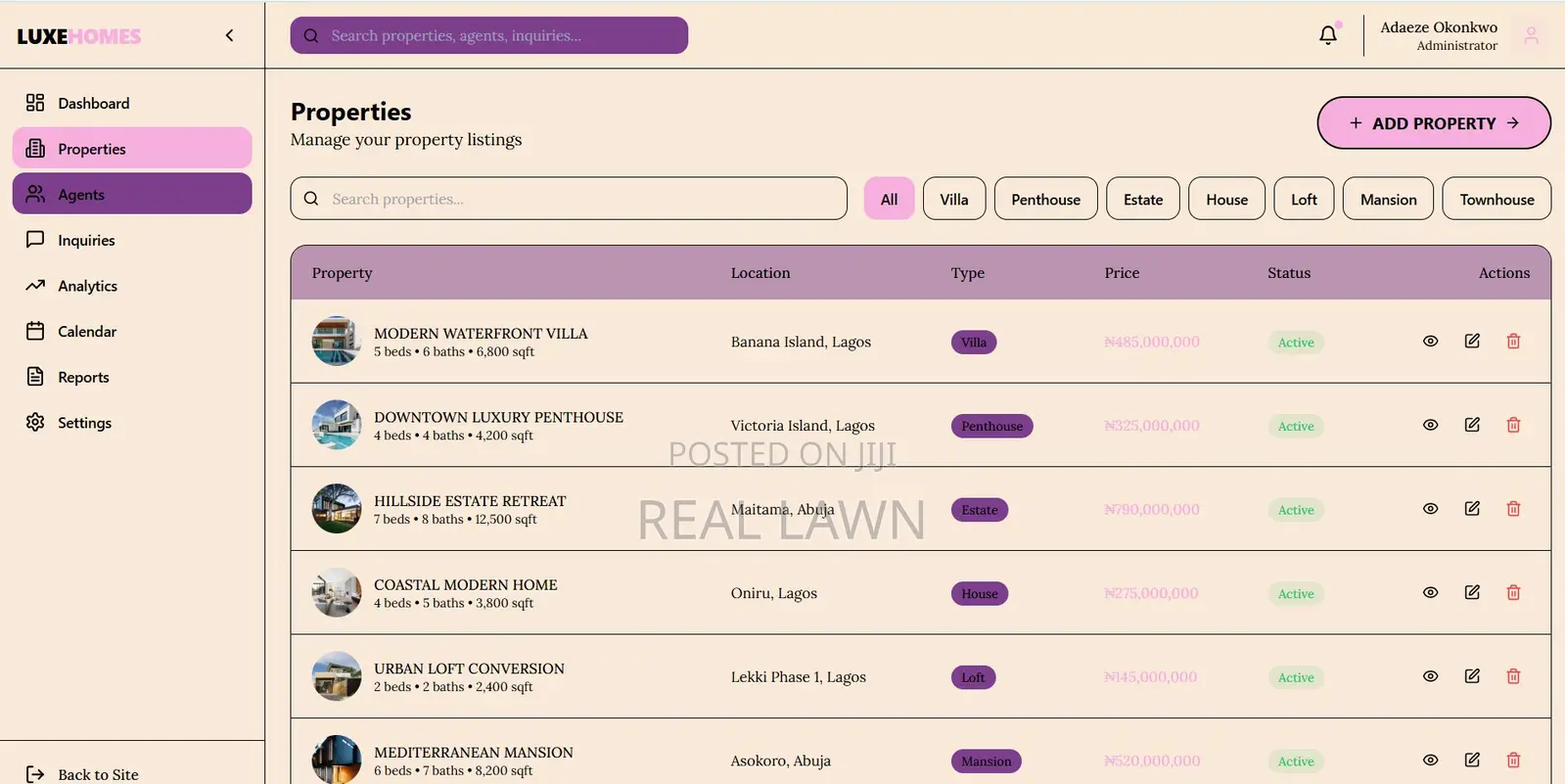 Real Estate Website for Agents Property Firms