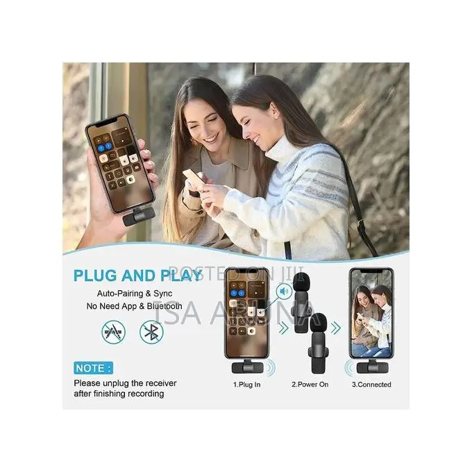 Double Wireless Lapel Microphone Tie Mic Type-c Phones Android iPhone