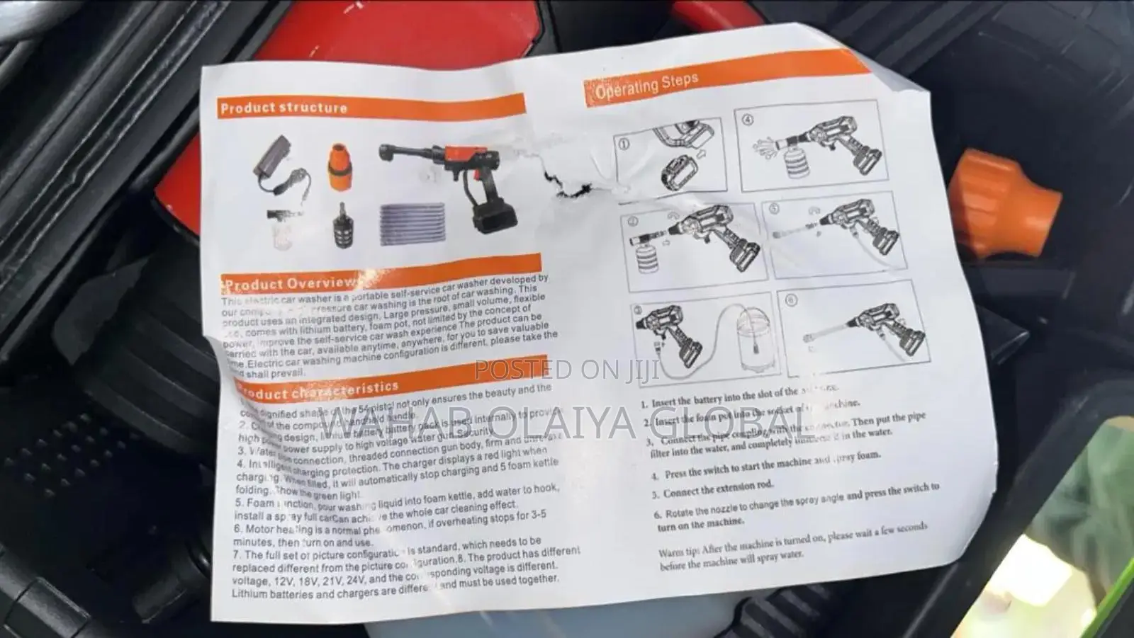 48v Cordless Portable Pressure Washer Kit – Lithium Batter