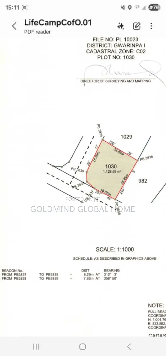 1128.69 Square Meters of Land for Sale in Life Camp
