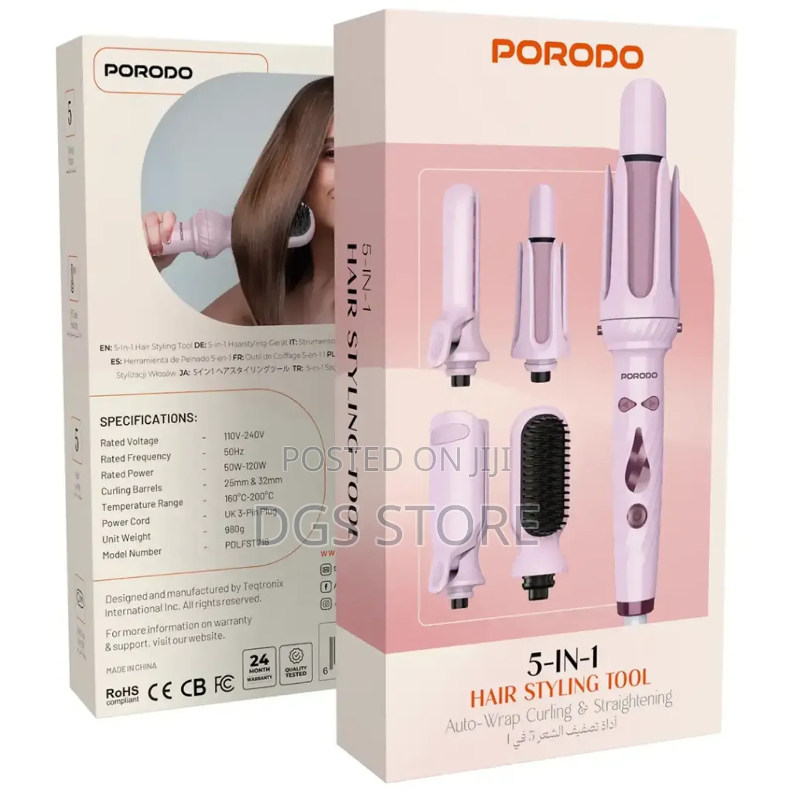 Porodo 5in1 Hair Styling Tool Auto Wrap Curling Straightening