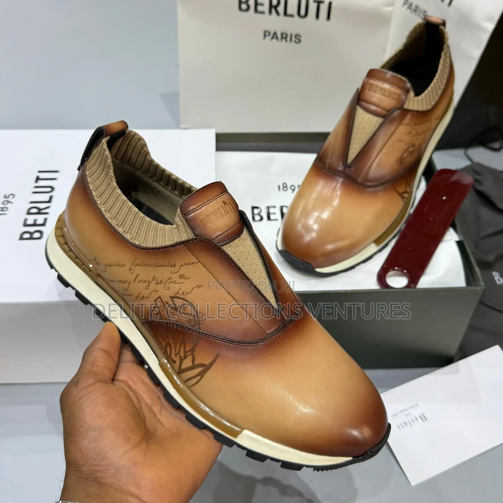 *Berluti Fast Track Leather and Knit Slip-on Sneaker* Available In