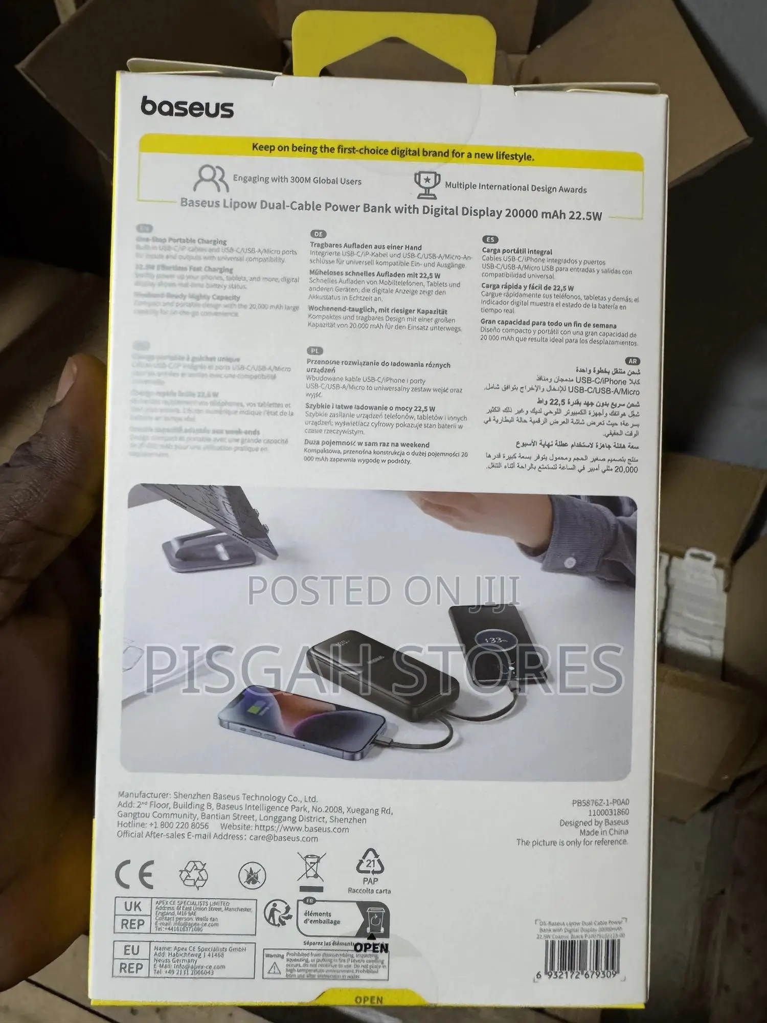 Baseus Lipow Dual-Cable 20000mah 22.5w Power Bank With Digital Display