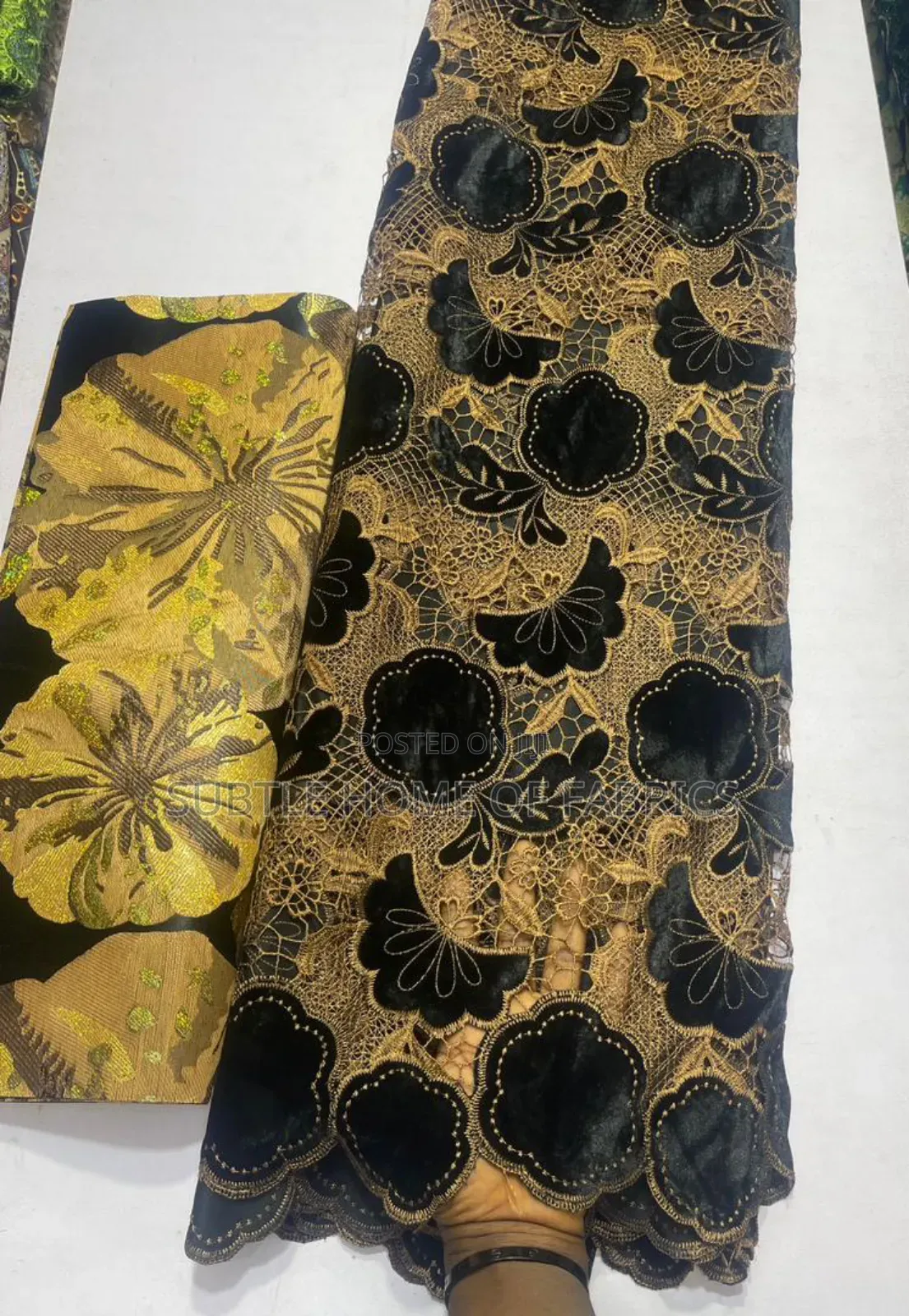 Luxury Velvet Lace With Gold Embroidery – Perfect for Eid Events