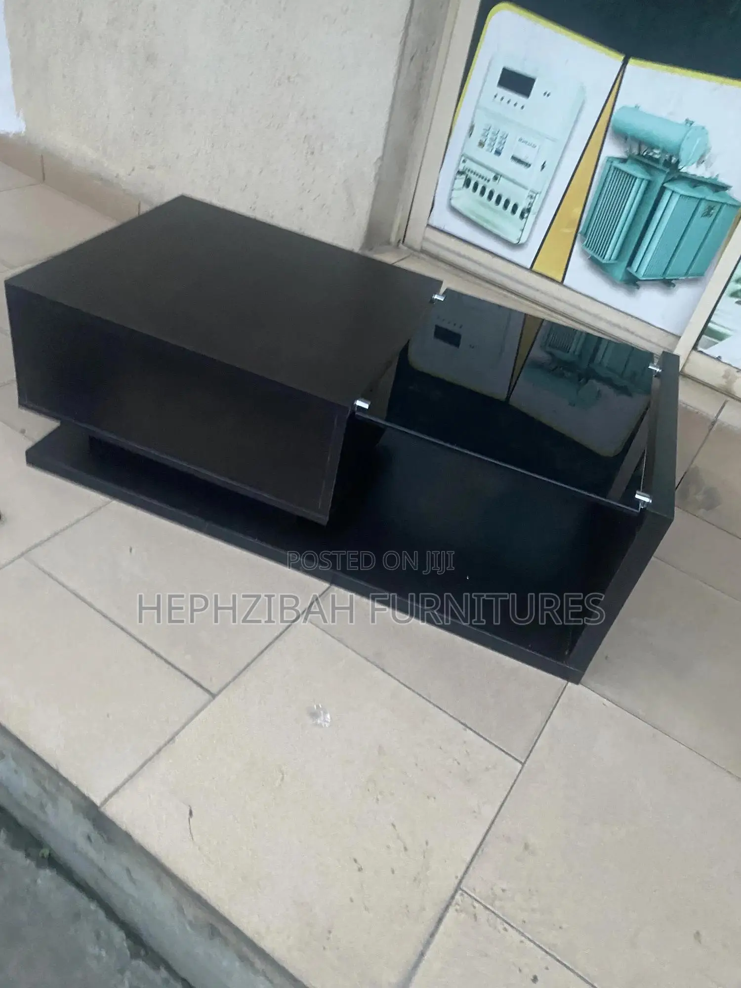 Black Modern Center Table With Glass