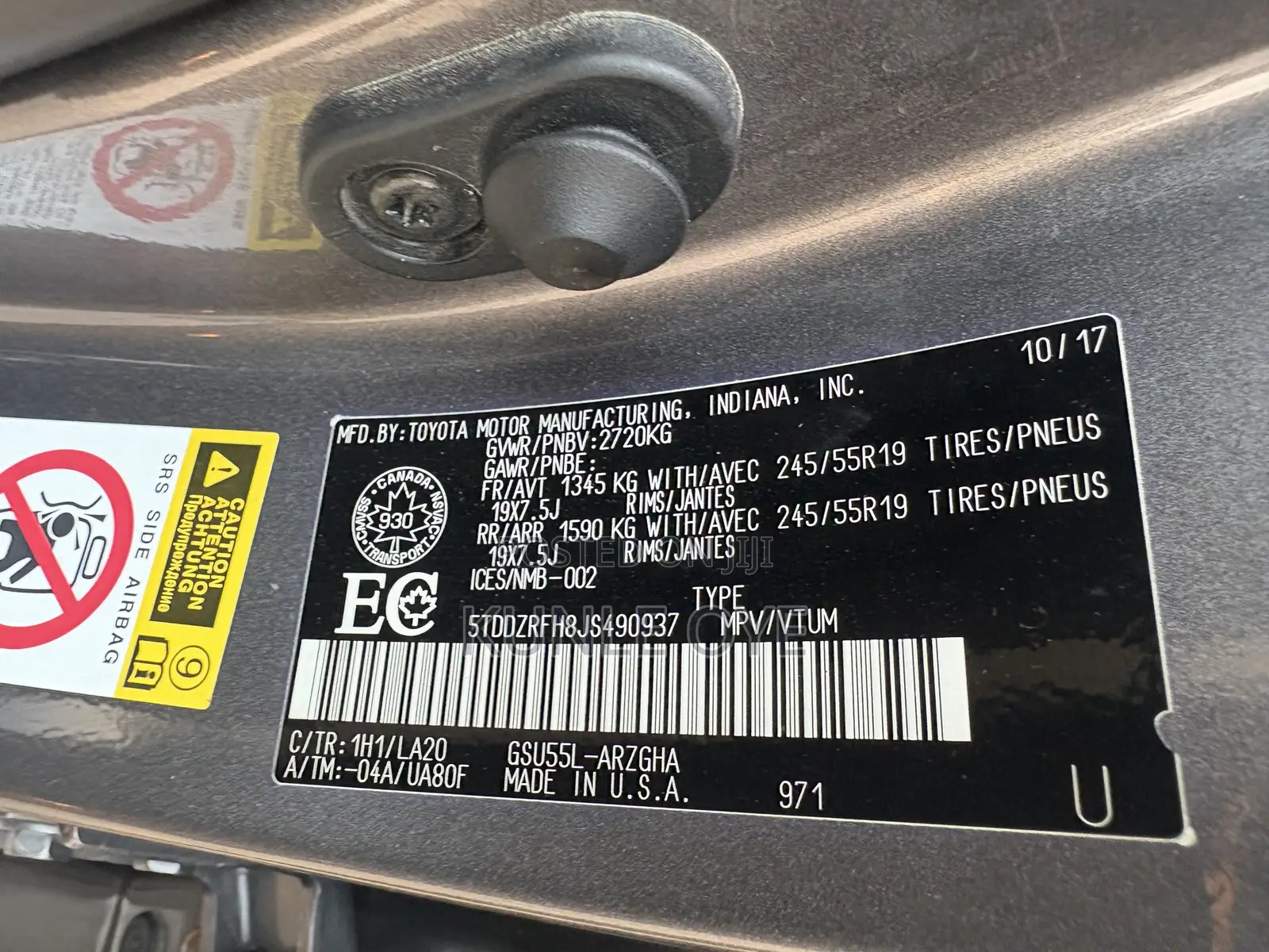 Toyota Highlander Limited Platinum 4x4 V6 (3.5L 6cyl 8A) 2018 Gray