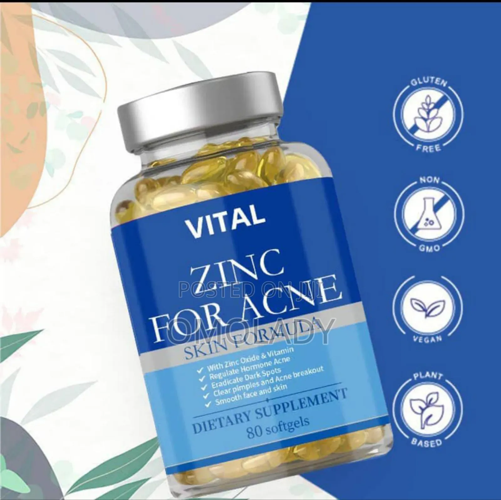 Vital Zinc for Acne Dietary Supplement - 80 Softgels