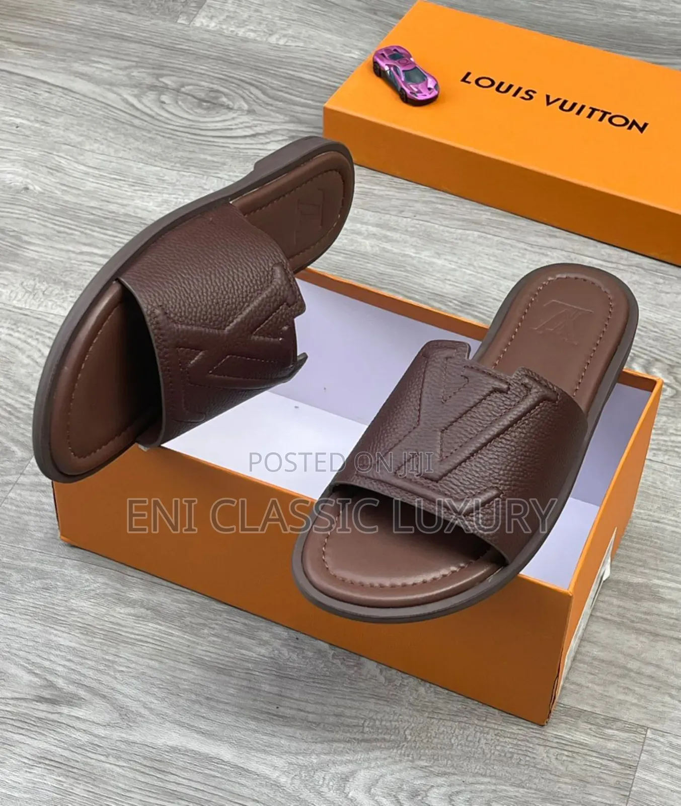 Pure Quality Luxury Men's Slippers Louis Vuitton Well Banded Package