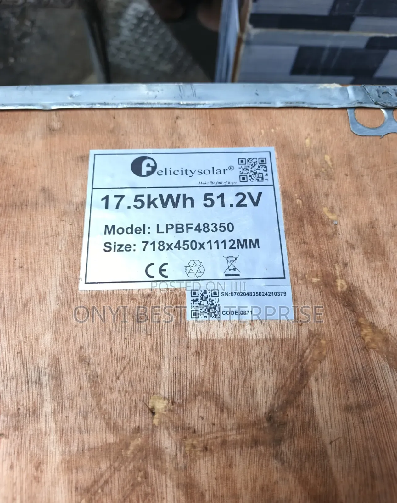 Flat Felicity Lithium Ion Battery 17 5kwh 51.2v