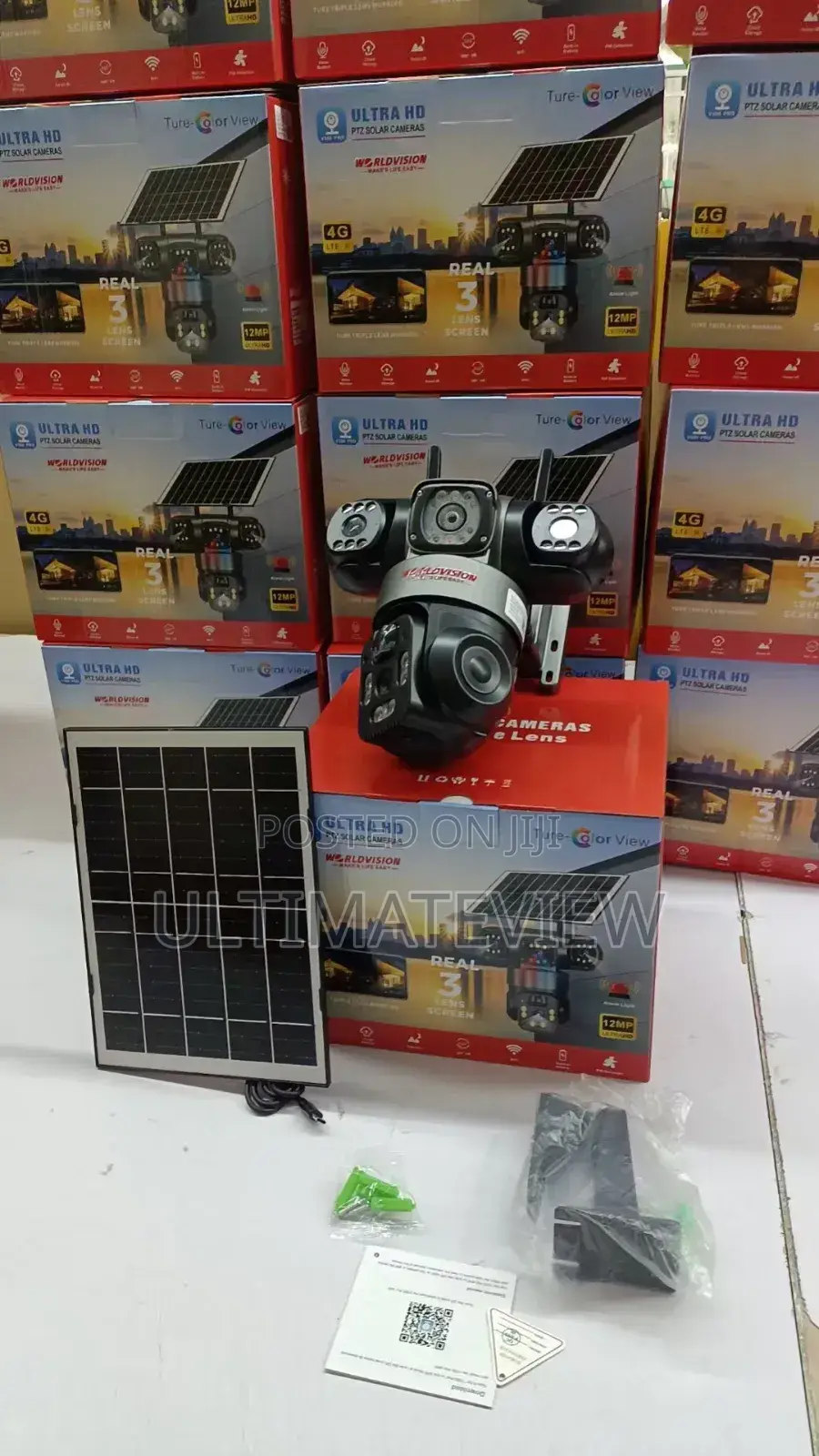 V380 Triple Lens Solar Camera 4g 12mp