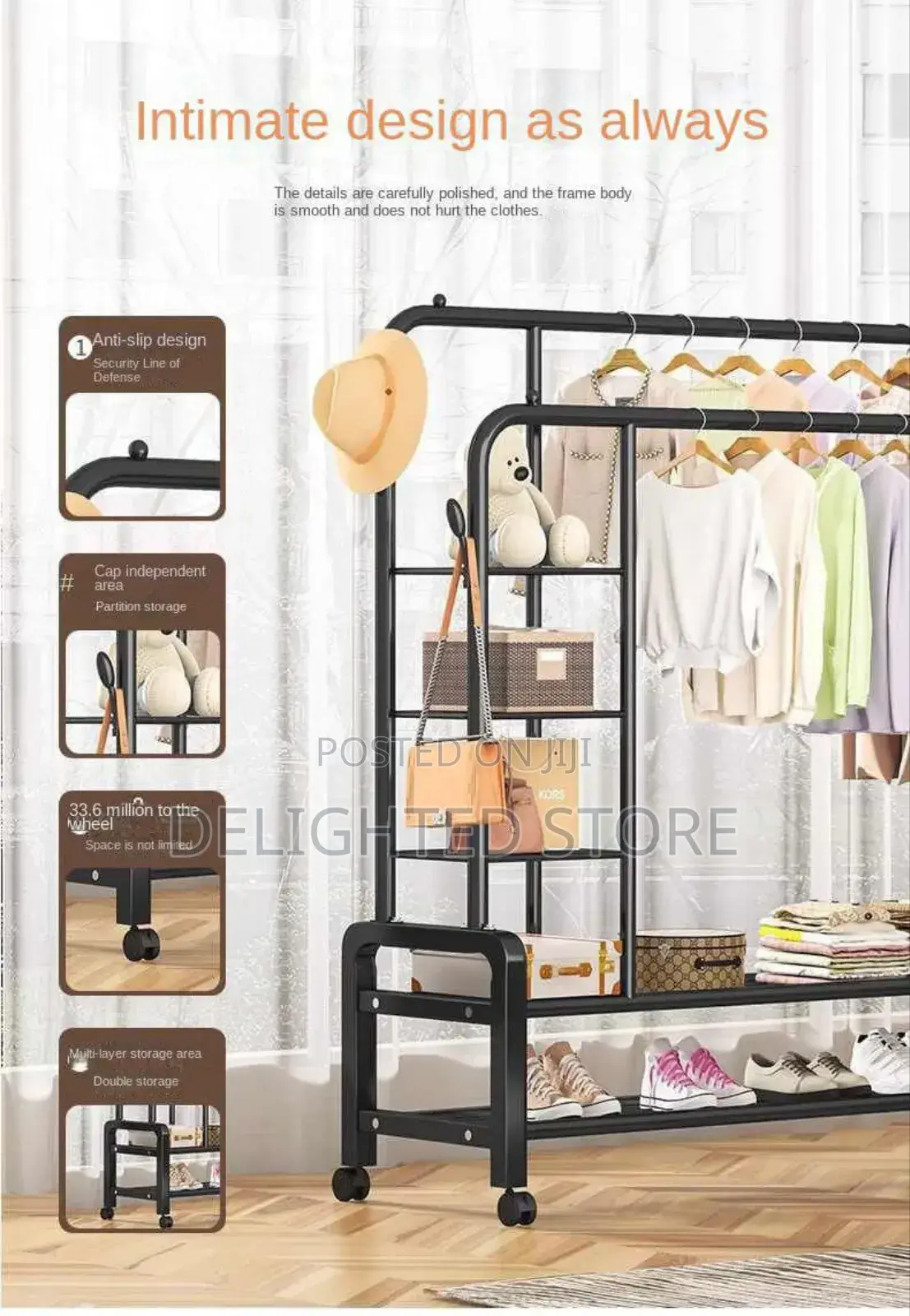 78kg Heavy Duty 150cm Wardrobe Foldable Hanger/Rack