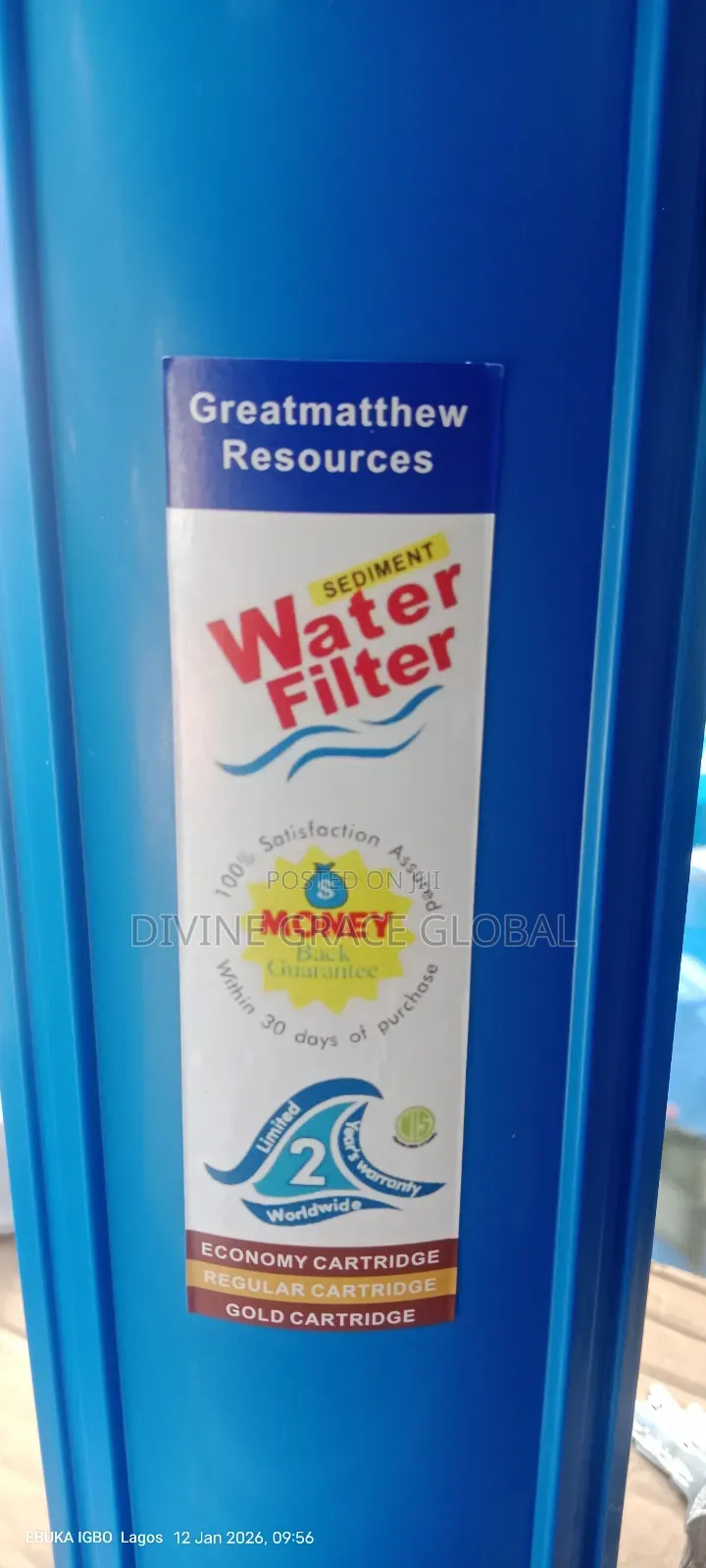 Blue Jumbo 20inche Water Filter