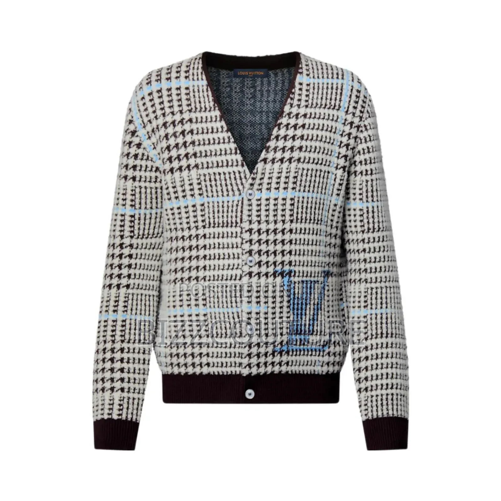 Original Louis Vuitton Textured Plaid Cardigan Available in Store