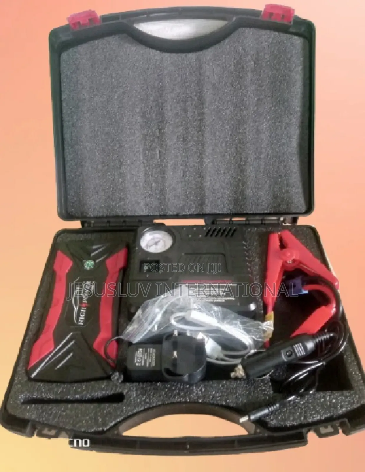 12v Portable Car Jump Starter Box With 150 Psi Digital Air Compressor