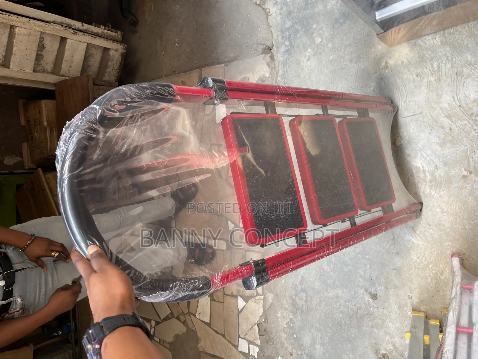 3 Step Red and Black Folding Ladder