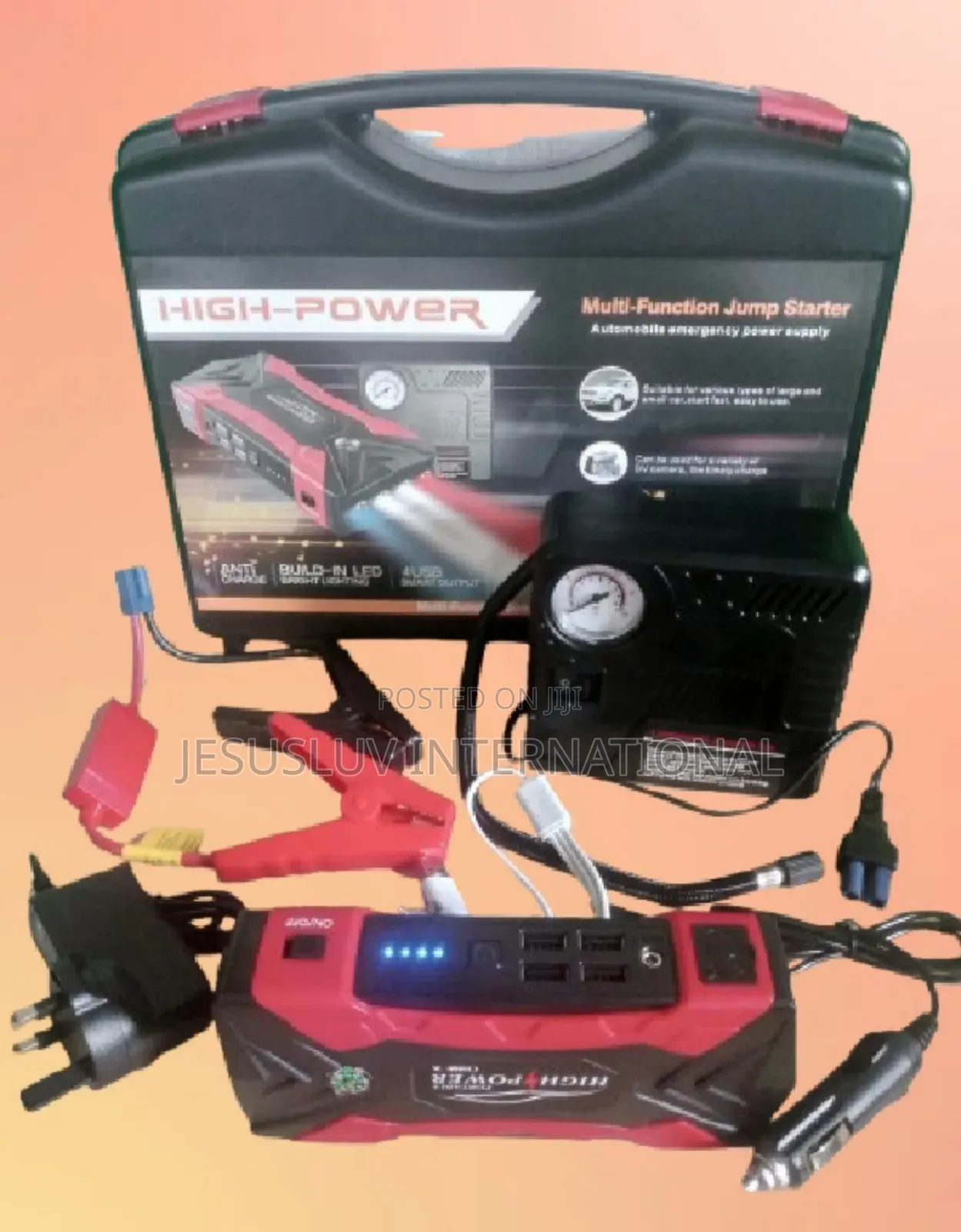 Multifunction Jump Starter Pack With 150 Psi Digital Air Inflator 12v