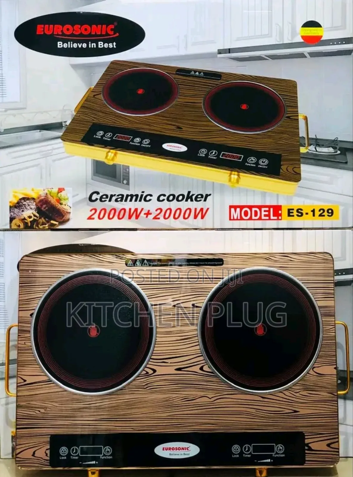 Eurosonic Es-129 Double Ceramic Cooker. Double Face Infrared Cooker