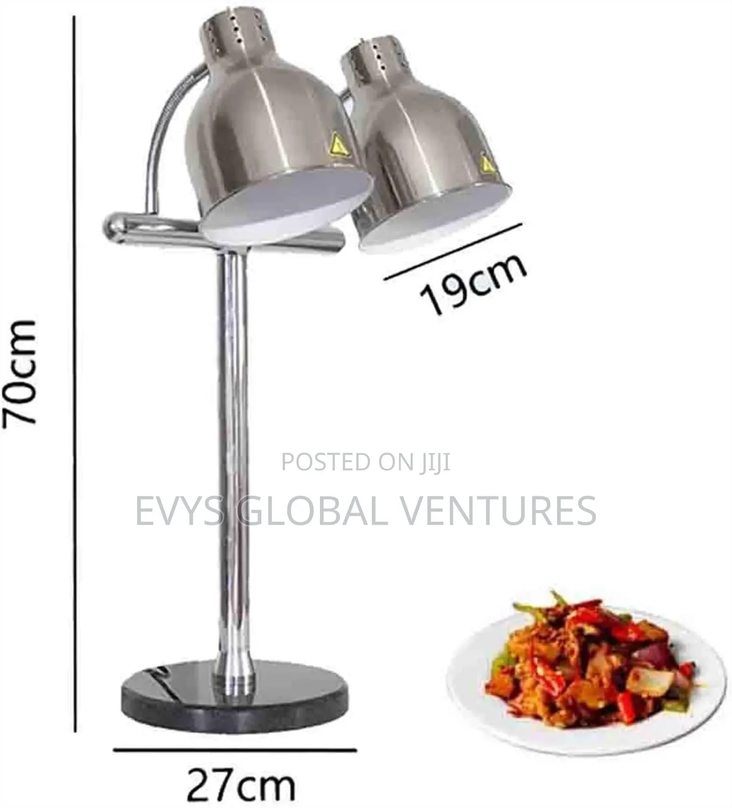 Dual Food Warmer Lamp Bulb For Commercial Use - Silver