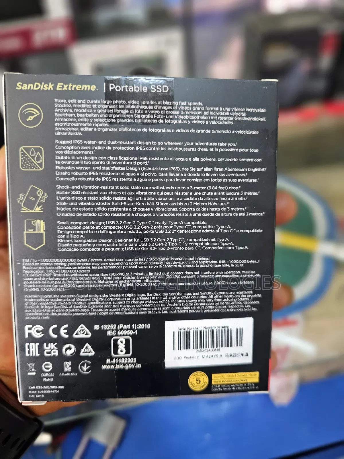Sandisk Extreme 2tb Externl Portable SSD 1050