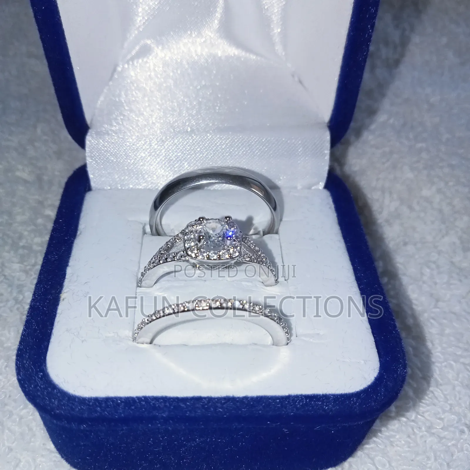 Non-Fading Simple Design Original Steel and Zirconia Ring Set