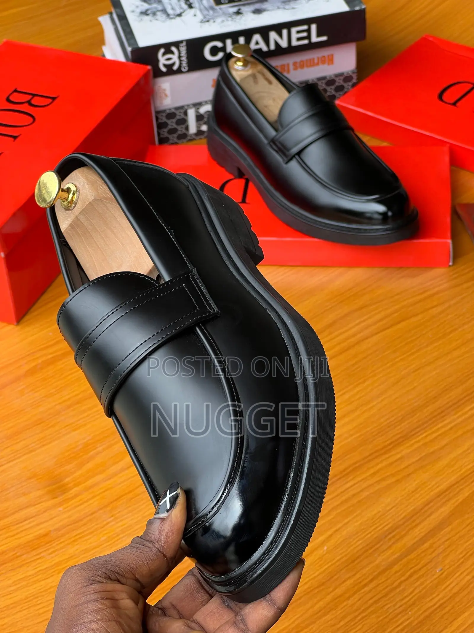 Bold Black Leather Loafers 