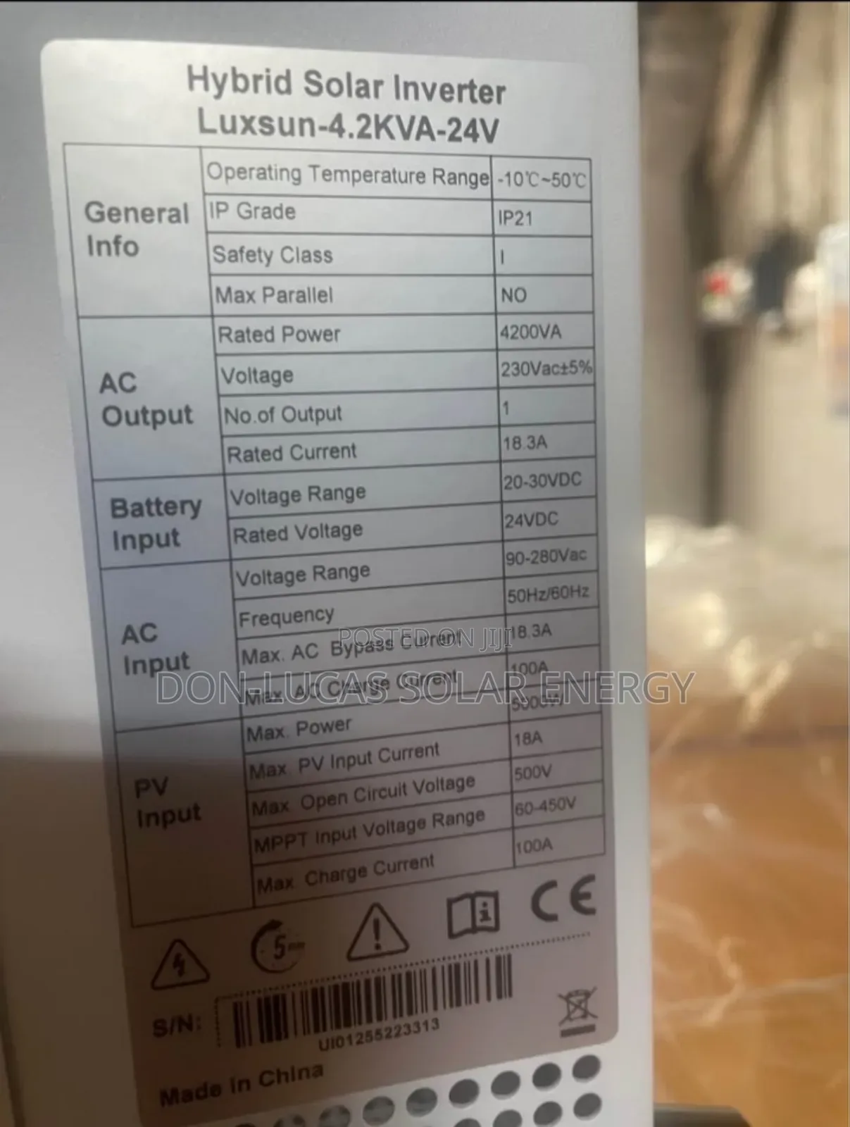 Luxsun Solar Hybrid Inverter 4.2kva 24v