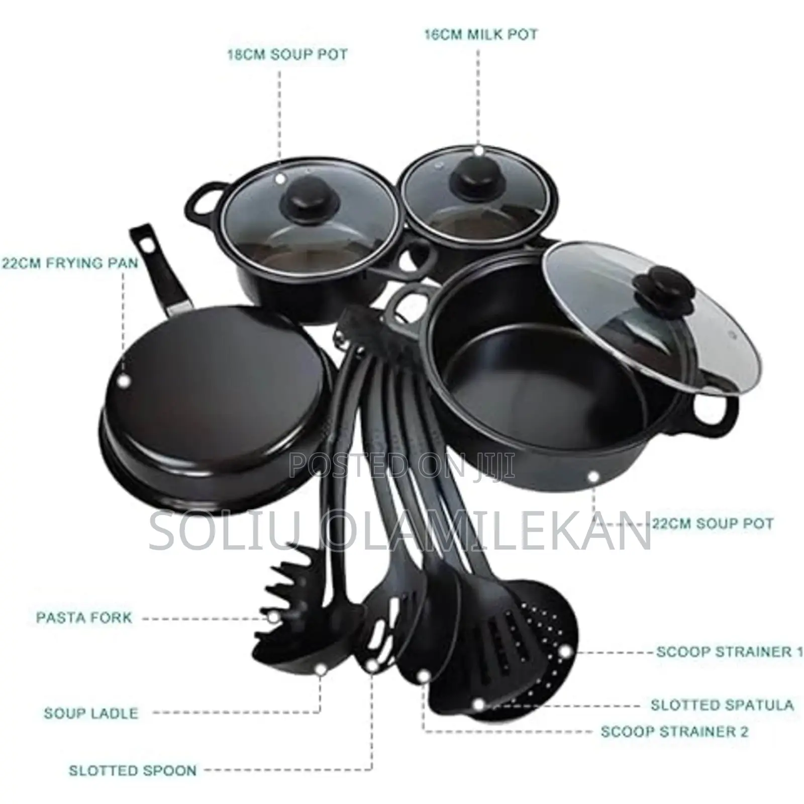 Non-Stick Pots and Pans Set 13-Pieces - Black