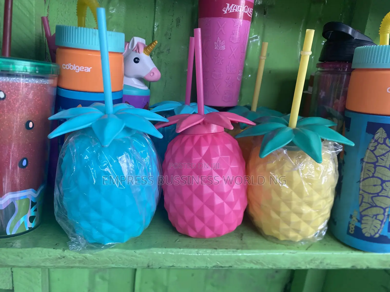 Pineapple Straw Cups- 3 Pieces