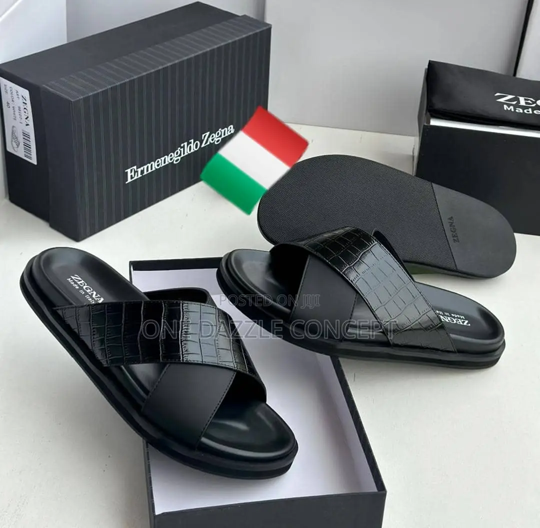 Zegna Men Cross Strap Slippers