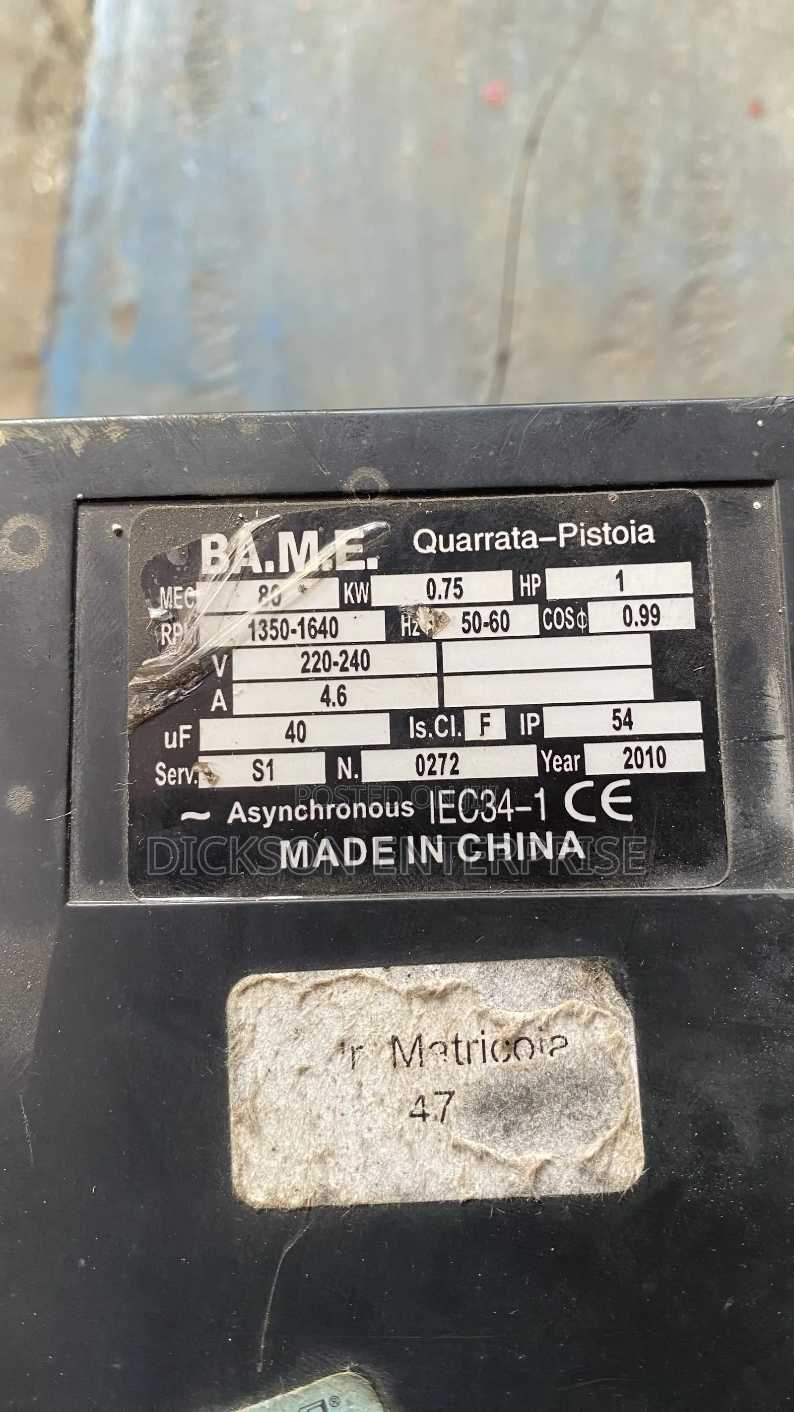 0.75kw 1hp 1350-1640 RPM Electric Motor
