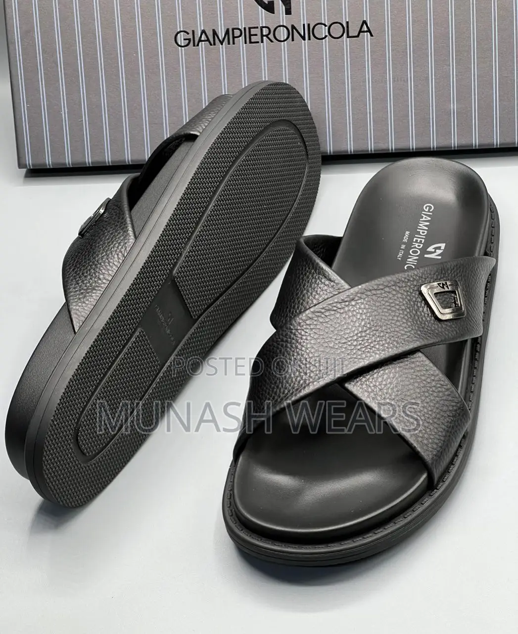 Italian Leather Slipers For Men Available In Brown And Black